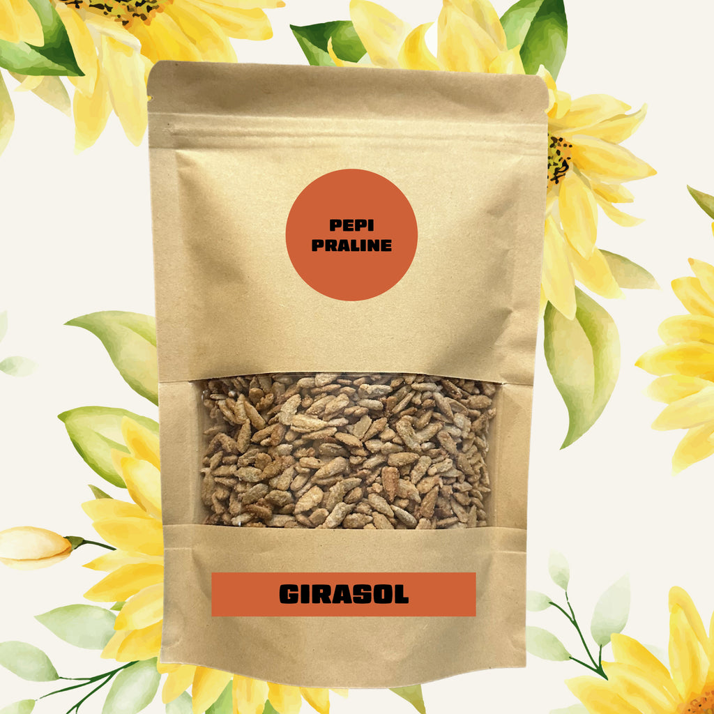 Praliné de semillas de girasol artesanal Pepi Praliné — garrapiñada premium en bolsa kraft con zipper, 250g, Buenos Aires